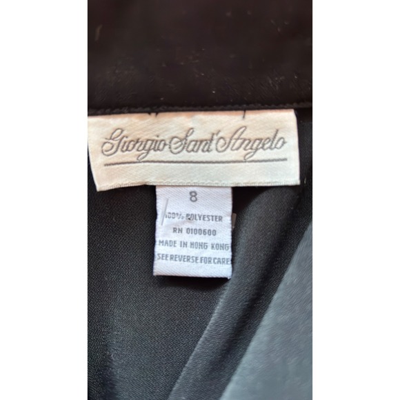 Vintage Black Blazer Jacket Size 8 100% Polyester Button Pockets gothcore - Picture 2 of 6